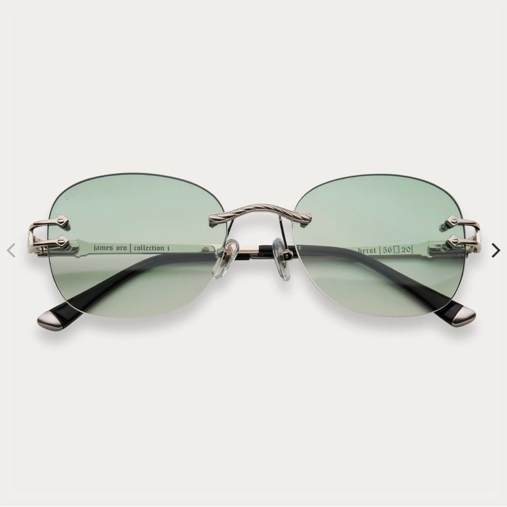 James Oro Sunglasses - Green Tint Silver Heist